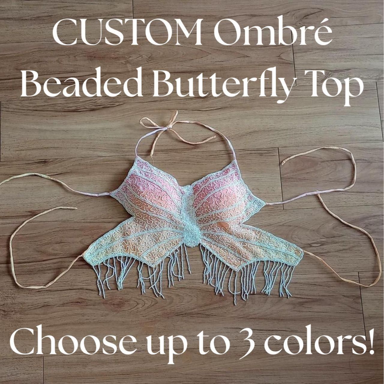 Y2k Custom Ombre Beaded Butterfly Fairy Top